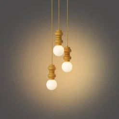 Retro-Pendelleuchte Senfgelb mit mattiertem Glas 3-flammig - Fedde