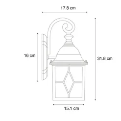 Romantische Außenwandlaterne in Antiksilber – London