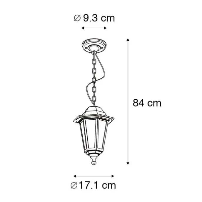 Romantische Hängeleuchte schwarz IP44 - New Haven
