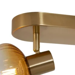 Runde Deckenleuchte Gold mit Bernsteinglas 3-flammig - Teddy