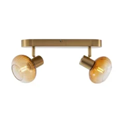 Runde Deckenleuchte Gold mit Bernsteinglas 2-flammig - Teddy