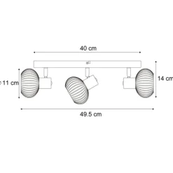 Runde Deckenleuchte schwarz mit Rauchglas 3-flammig - Teddy