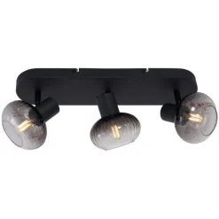 Runde Deckenleuchte schwarz mit Rauchglas 3-flammig - Teddy