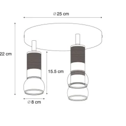 Runder Deckenstrahler Dunkelbronze Rund 3-flammig Verstellbar - Veerle