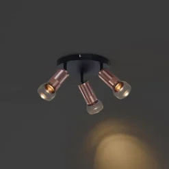 Runder Deckenstrahler Dunkelbronze Rund 3-flammig Verstellbar - Veerle