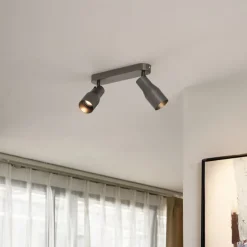 Runder Deckenstrahler Gunmetal GU10 50mm 2-flammig - Stanley