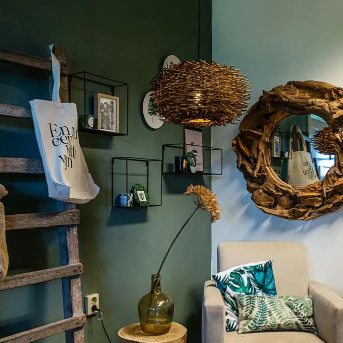 Rural Hängelampe braun Rattan - Hatch 45