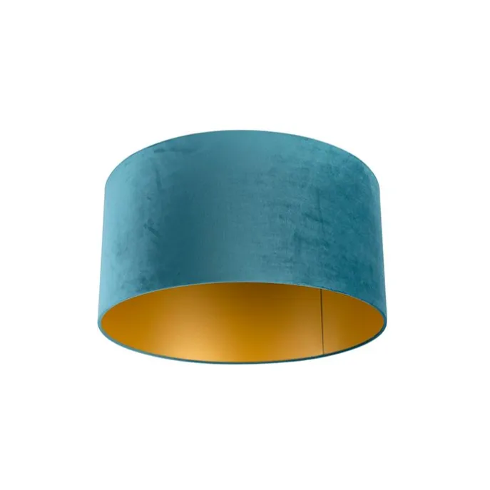 Samt Lampenschirm blau 50/50/25 mit goldener Innenseite