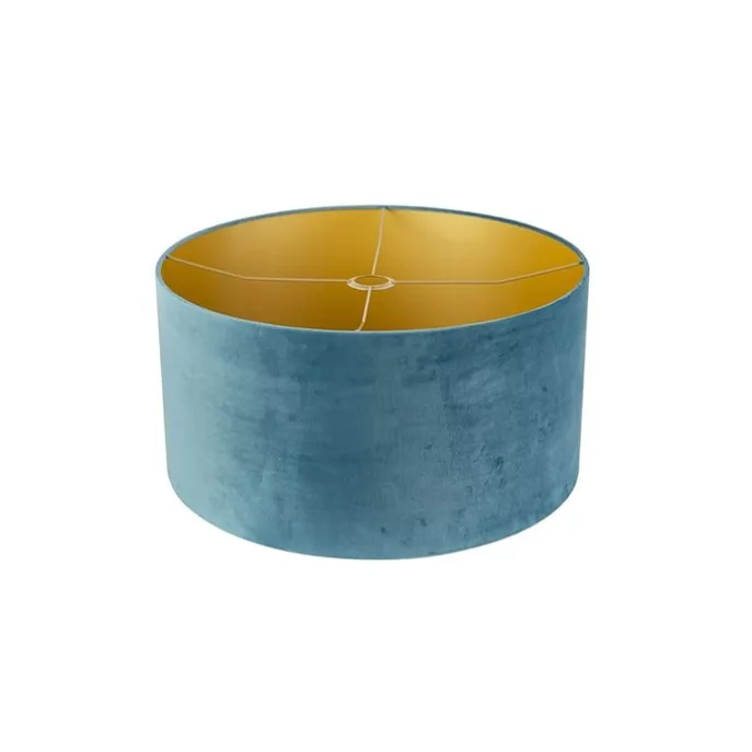 Samt Lampenschirm blau 50/50/25 mit goldener Innenseite