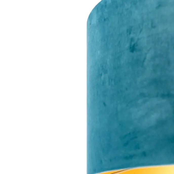 Samt Lampenschirm blau 50/50/25 mit goldener Innenseite