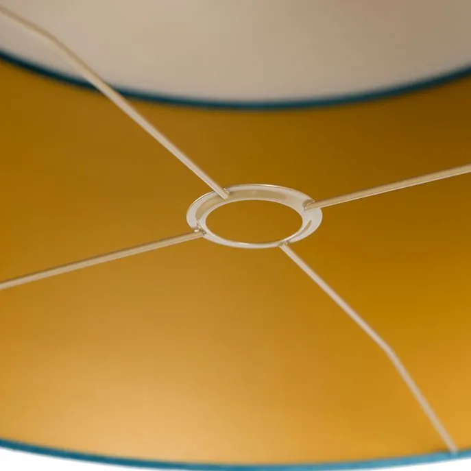 Samt Lampenschirm blau 50/50/25 mit goldener Innenseite