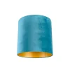 Samt Lampenschirm blau 40/40/40 mit goldener Innenseite