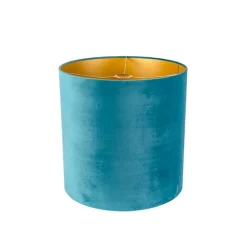 Samt Lampenschirm blau 40/40/40 mit goldener Innenseite