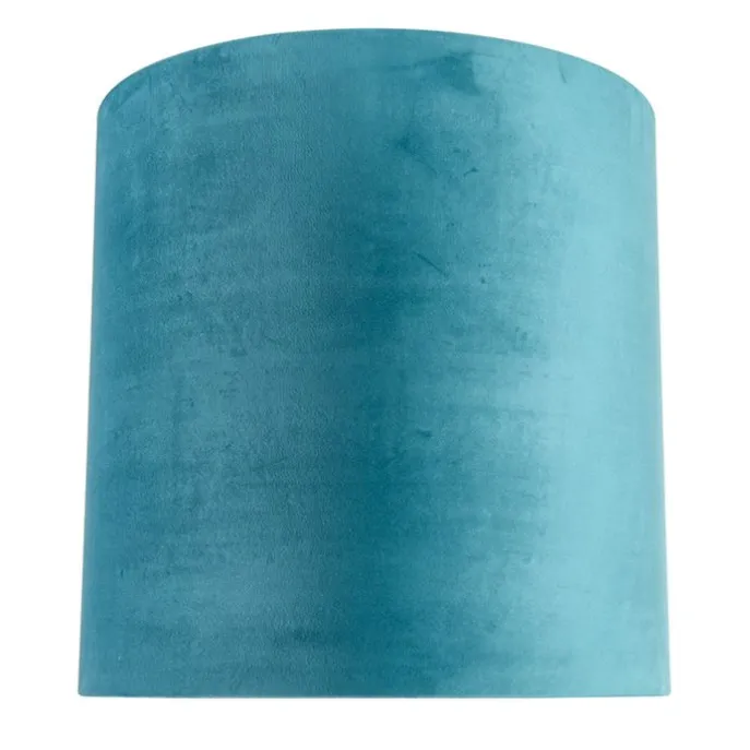 Samt Lampenschirm blau 40/40/40 mit goldener Innenseite