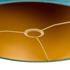 Samt Lampenschirm blau 40/40/40 mit goldener Innenseite