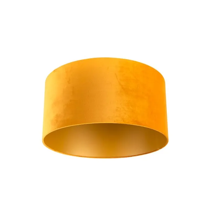 Samt Lampenschirm Gelb 50/50/25 mit goldener Innenseite