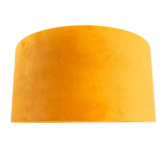 Samt Lampenschirm Gelb 50/50/25 mit goldener Innenseite