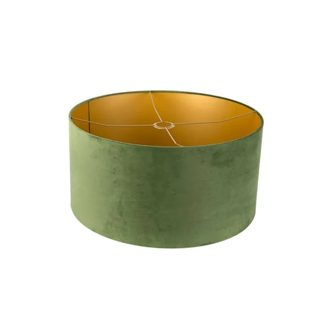 Samt Lampenschirm Grün 50/50/25 mit goldener Innenseite
