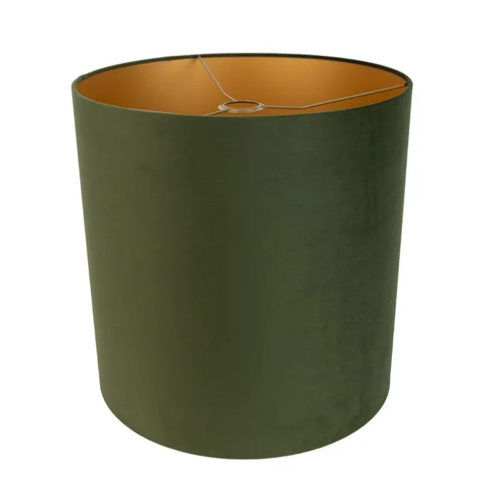 Samt Lampenschirm Grün 40/40/40 mit goldener Innenseite