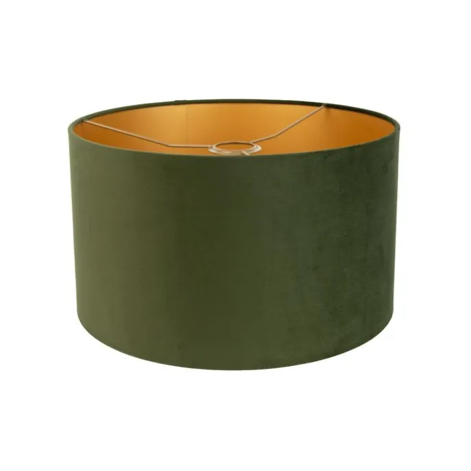 Samt Lampenschirm Grün 35/35/20 mit goldener Innenseite