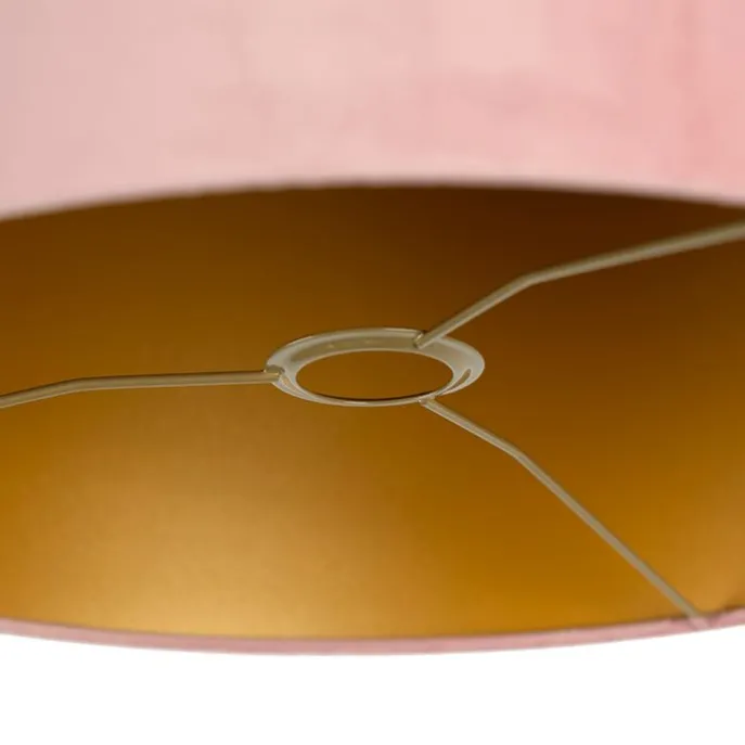 Samt Lampenschirm Rosa 40/40/40 mit goldener Innenseite