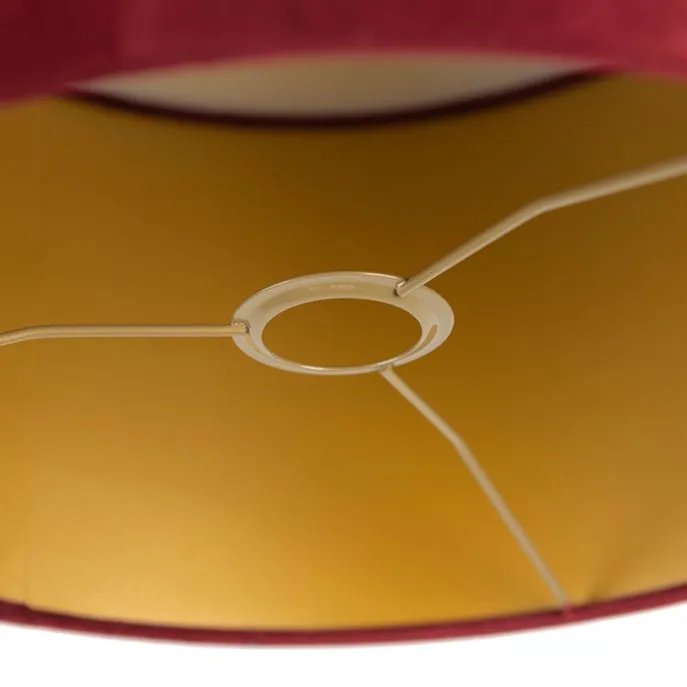 Samt Lampenschirm Rot 35/35/20 mit goldener Innenseite