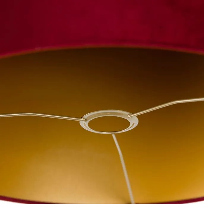 Samt Lampenschirm Rot 40/40/40 mit goldener Innenseite