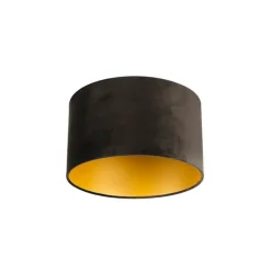 Samt Lampenschirm schwarz 35/35/20 mit goldener Innenseite