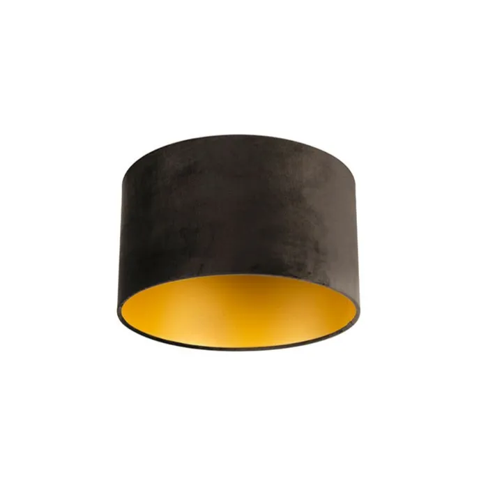 Samt Lampenschirm schwarz 35/35/20 mit goldener Innenseite