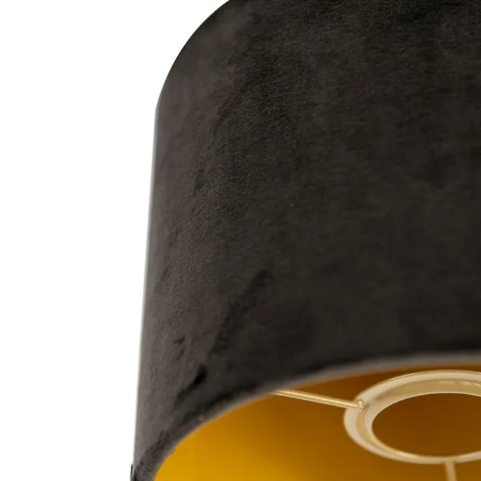 Samt Lampenschirm schwarz 18/18/14 mit goldener Innenseite