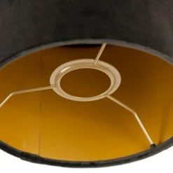 Samt Lampenschirm schwarz 18/18/14 mit goldener Innenseite