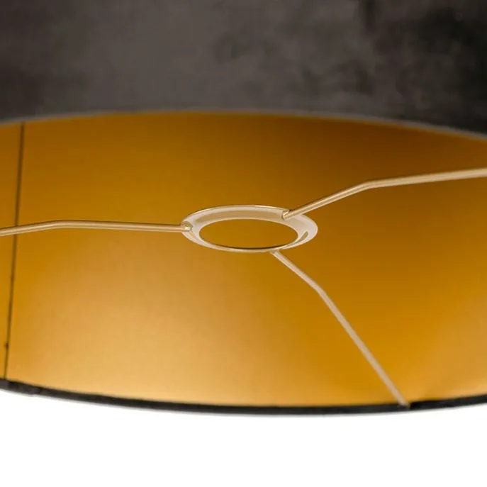Samt Lampenschirm schwarz 40/40/40 mit goldener Innenseite