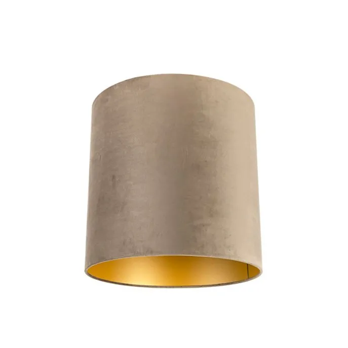 Samt Lampenschirm Taupe 40/40/40 mit goldener Innenseite