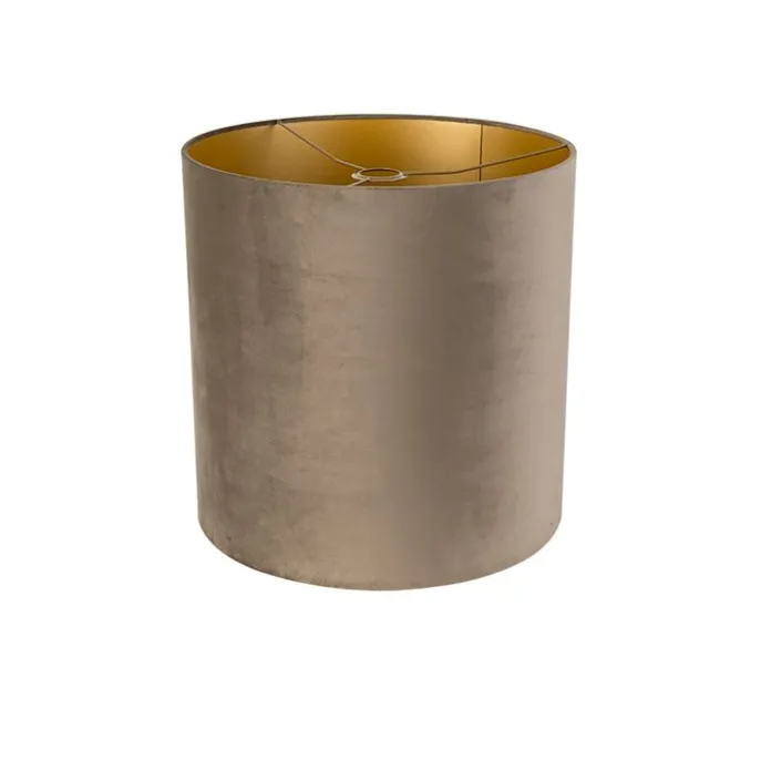 Samt Lampenschirm Taupe 40/40/40 mit goldener Innenseite