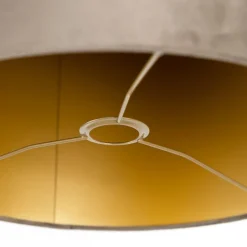 Samt Lampenschirm Taupe 40/40/40 mit goldener Innenseite