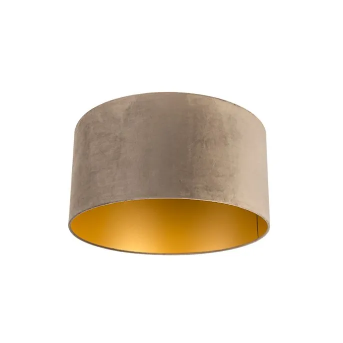 Samt Lampenschirm Taupe 50/50/25 mit goldener Innenseite
