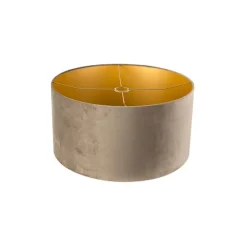 Samt Lampenschirm Taupe 50/50/25 mit goldener Innenseite