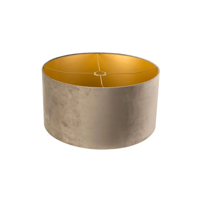 Samt Lampenschirm Taupe 50/50/25 mit goldener Innenseite