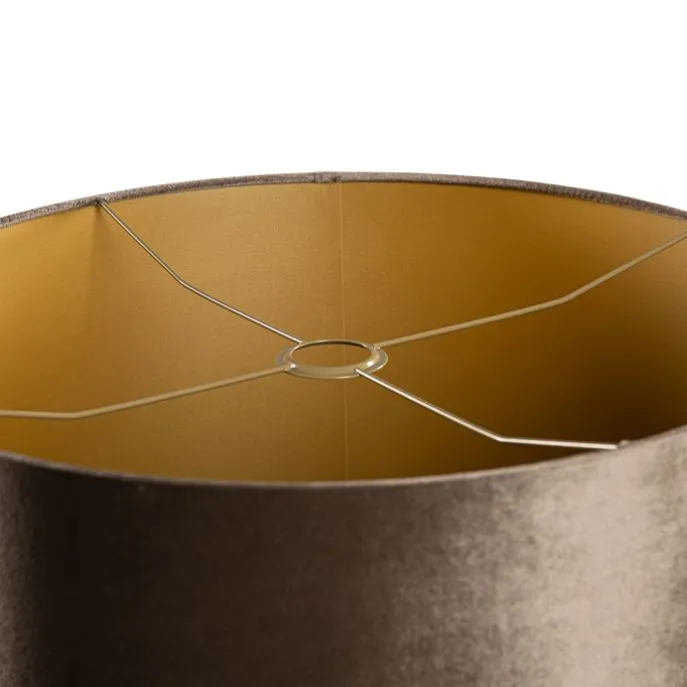 Samtlampenschirm Braun mit goldener Innenseite 50/50/25