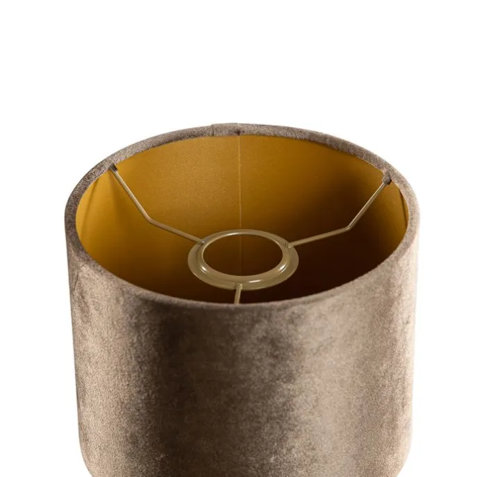 Samtlampenschirm Braun mit goldener Innenseite 18/18/14