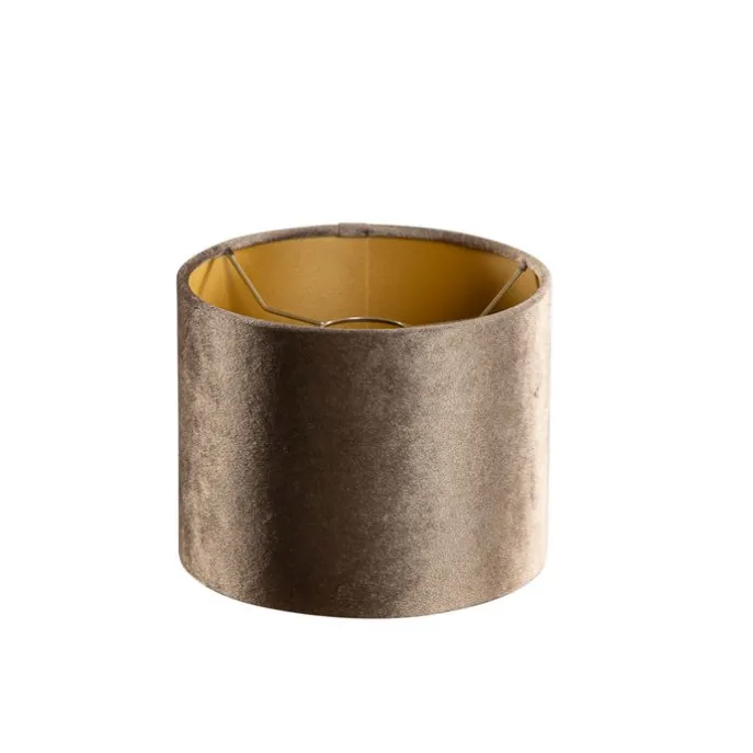 Samtlampenschirm Braun mit goldener Innenseite 18/18/14