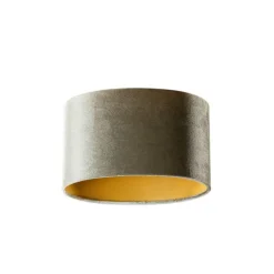 Samtlampenschirm grün mit goldener Innenseite oval 25/16/15