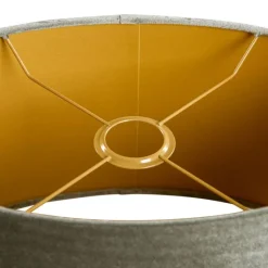 Samtlampenschirm grün mit goldener Innenseite oval 25/16/15