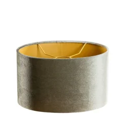Samtlampenschirm grün mit goldener Innenseite oval 25/16/15