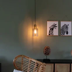 Schicke Hängelampe aus Messing mit Rauchglas inkl. WLAN A60 - Vidra