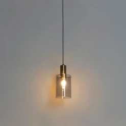 Schicke Hängelampe aus Messing mit Rauchglas inkl. WLAN A60 - Vidra