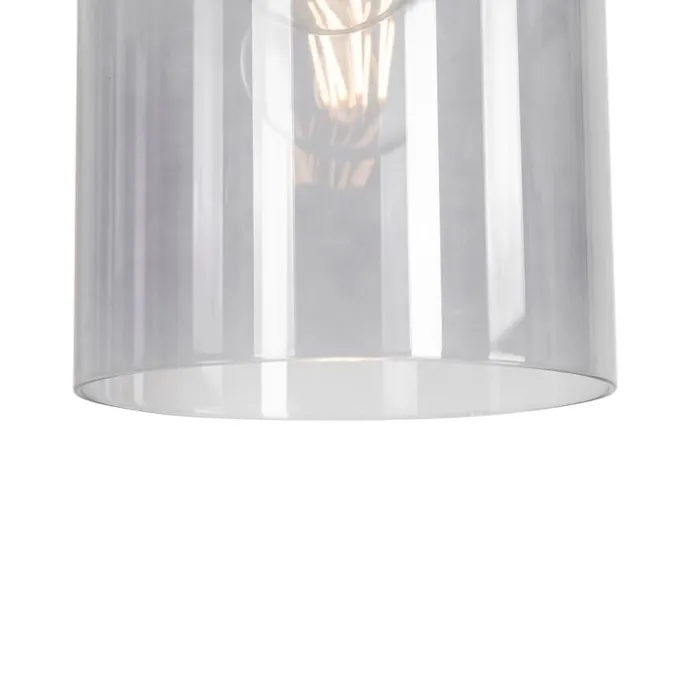 Schicke Hängelampe aus Messing mit Rauchglas inkl. WLAN A60 - Vidra