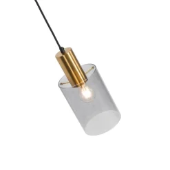 Schicke Hängelampe aus Messing mit Rauchglas inkl. WLAN A60 - Vidra