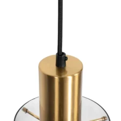 Schicke Hängelampe aus Messing mit Rauchglas inkl. WLAN A60 - Vidra