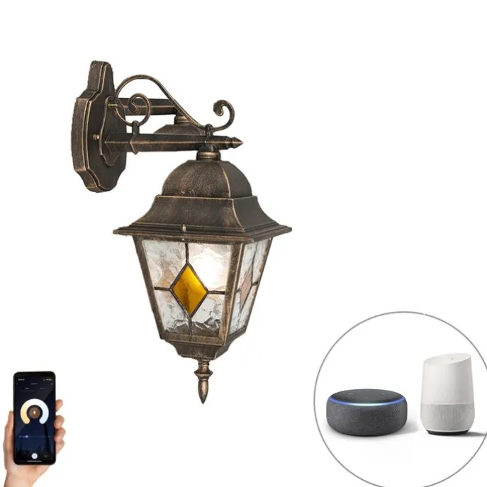 Schicke Vintage Außenwandlaterne Bronze inkl. Wifi A60 - Antigua